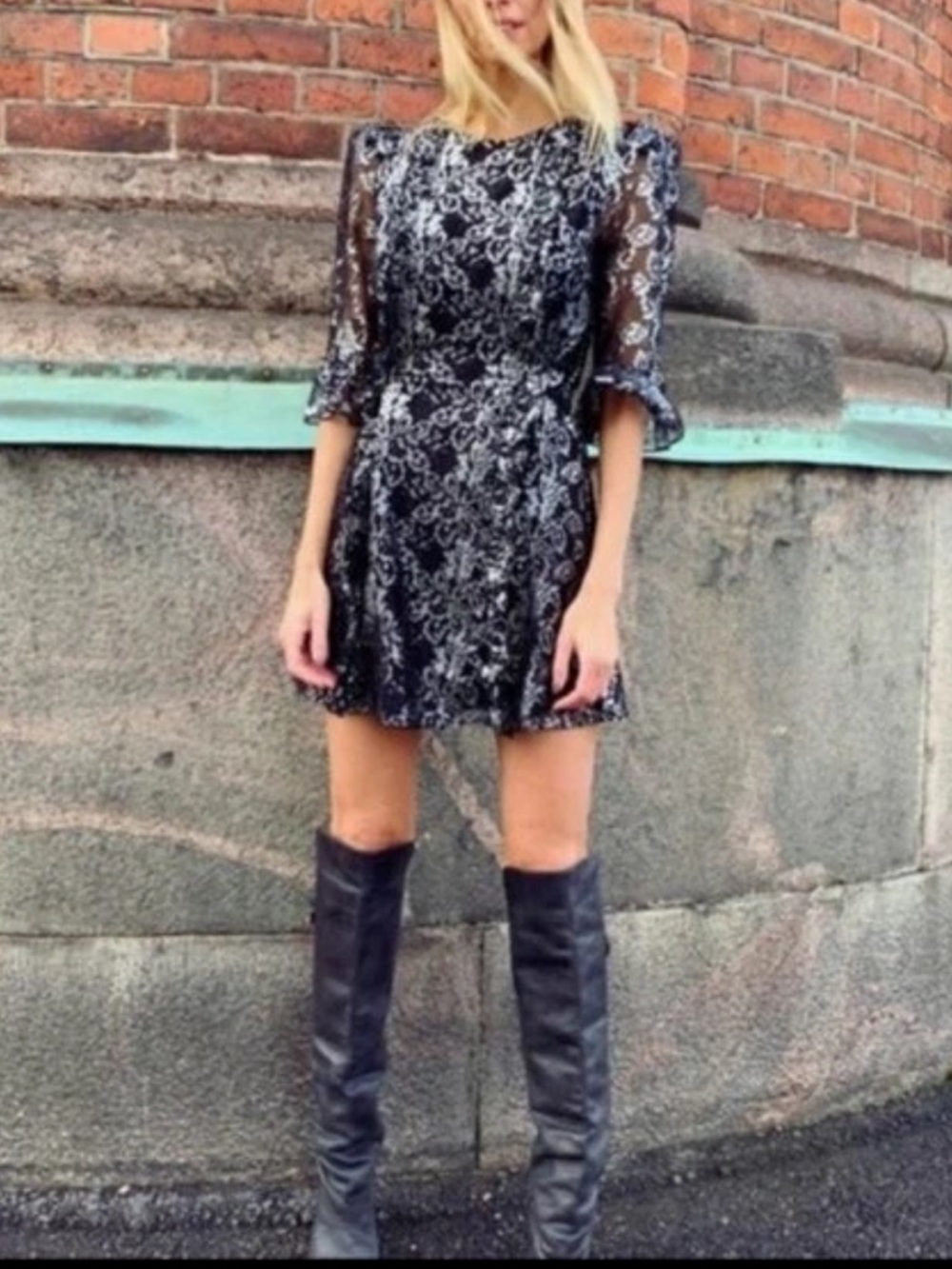 THE VAMPIRE'S WIFE x H&M Mystique Lace Ruffle Mini Dress XS
